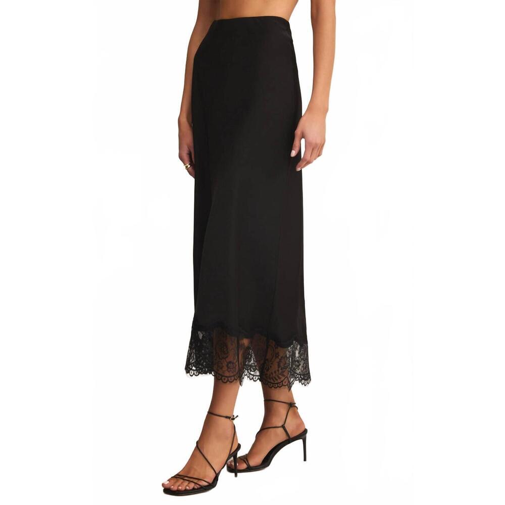 NEW Z SUPPLY cinder lace trim maxi skirt in black - Picture 4 of 5